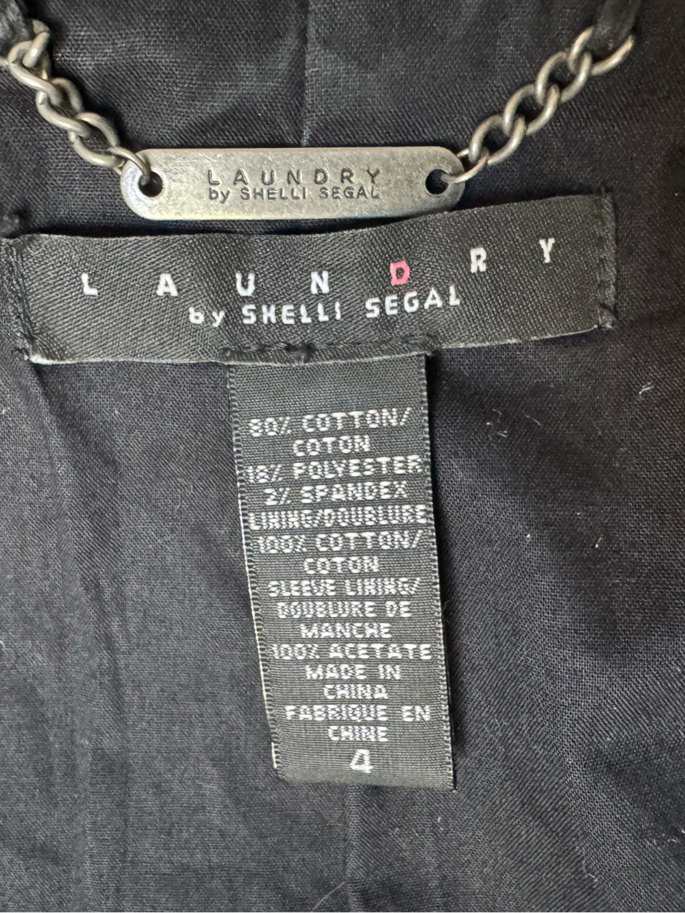 Vintage Laundry by Shelli Segal Black Tailored BlazerSize 4 Notch Lapel Hardware - Picture 9 of 9